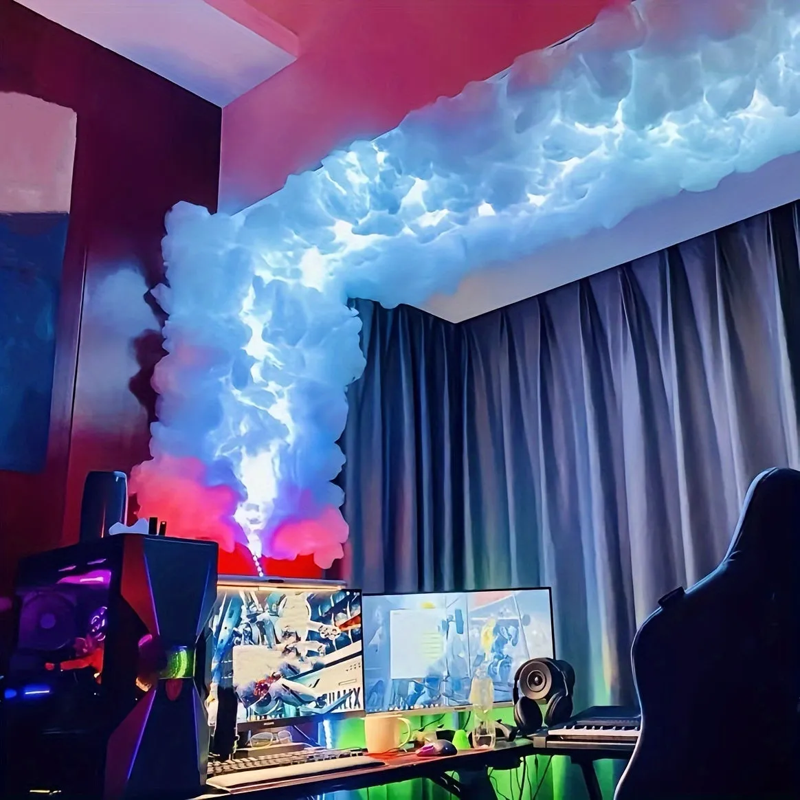 4.88meter Cloud Light, Thundercloud LED Lightning Colorful Atmosphere Night Light, DIY Creative Cloud Lights Gaming Room Garage Club Dj Party Light, USB Powered