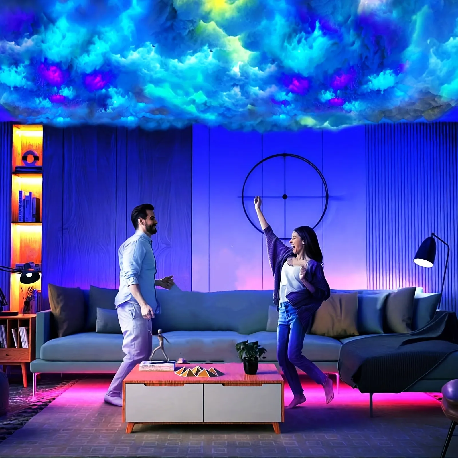 4.88meter Cloud Light, Thundercloud LED Lightning Colorful Atmosphere Night Light, DIY Creative Cloud Lights Gaming Room Garage Club Dj Party Light, USB Powered