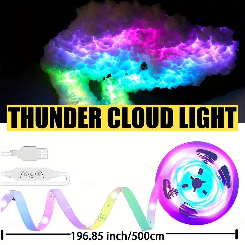 4.88meter Cloud Light, Thundercloud LED Lightning Colorful Atmosphere Night Light, DIY Creative Cloud Lights Gaming Room Garage Club Dj Party Light, USB Powered