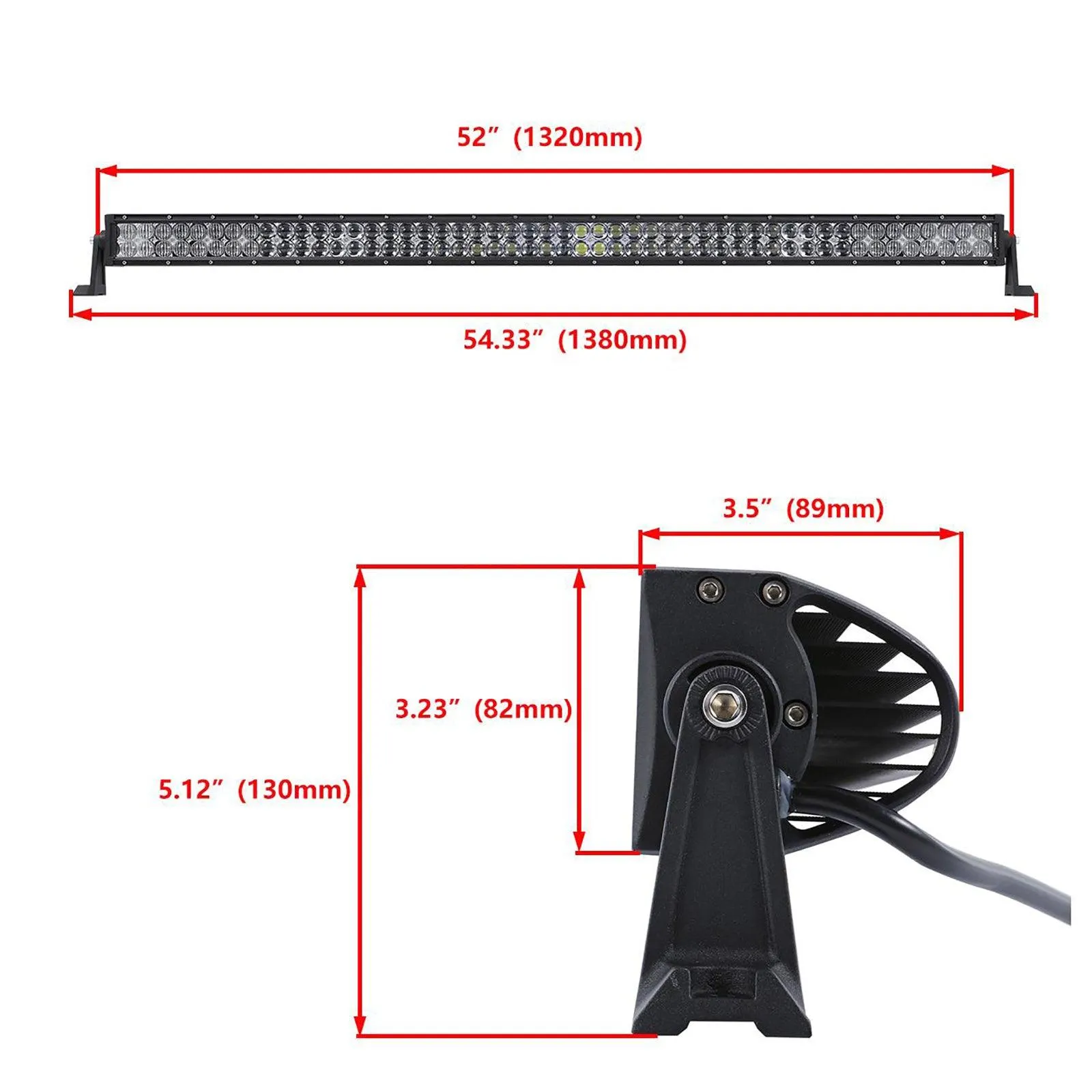 52" Straight LED Light Bar & 4" LED PODS & 2 IN 1 Design Windshield Mounting Brackets For Jeep Wrangler JK 2007~2017