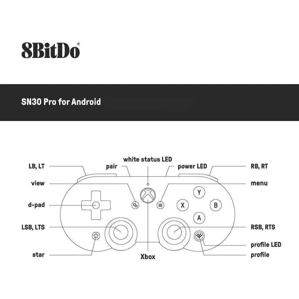 8BitDo SN30 Pro XBox Cloud Bluetooth Controller: For Android, includes Phone Clip