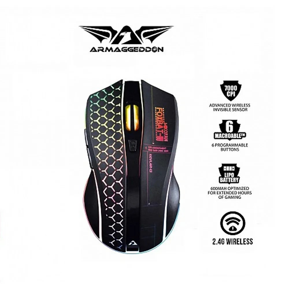 Armaggeddon Wireless Gaming Mouse Foxbat 3 Kevlar13 Pro