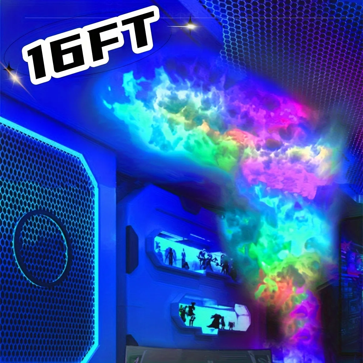 Big Cloud Light, Thundercloud LED Light Lightning Cloud Colorful Atmosphere Night Light, DIY Creative Cloud Lights Gaming Room Party Light,4.88 Meter