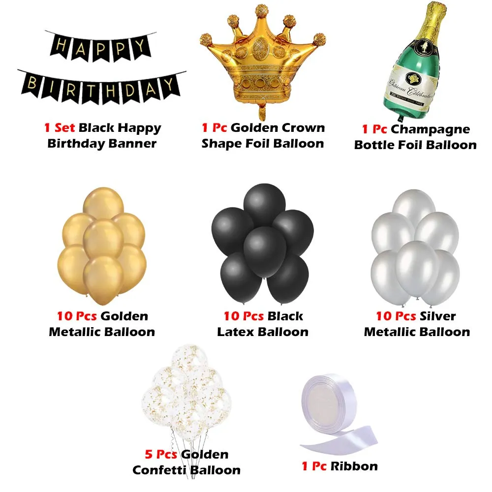 Birthday Party Decoration Black & Golden 39 Pcs