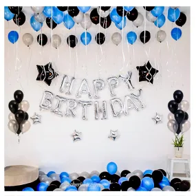 Birthday Party Decoration Blue & Silver 50 Pcs