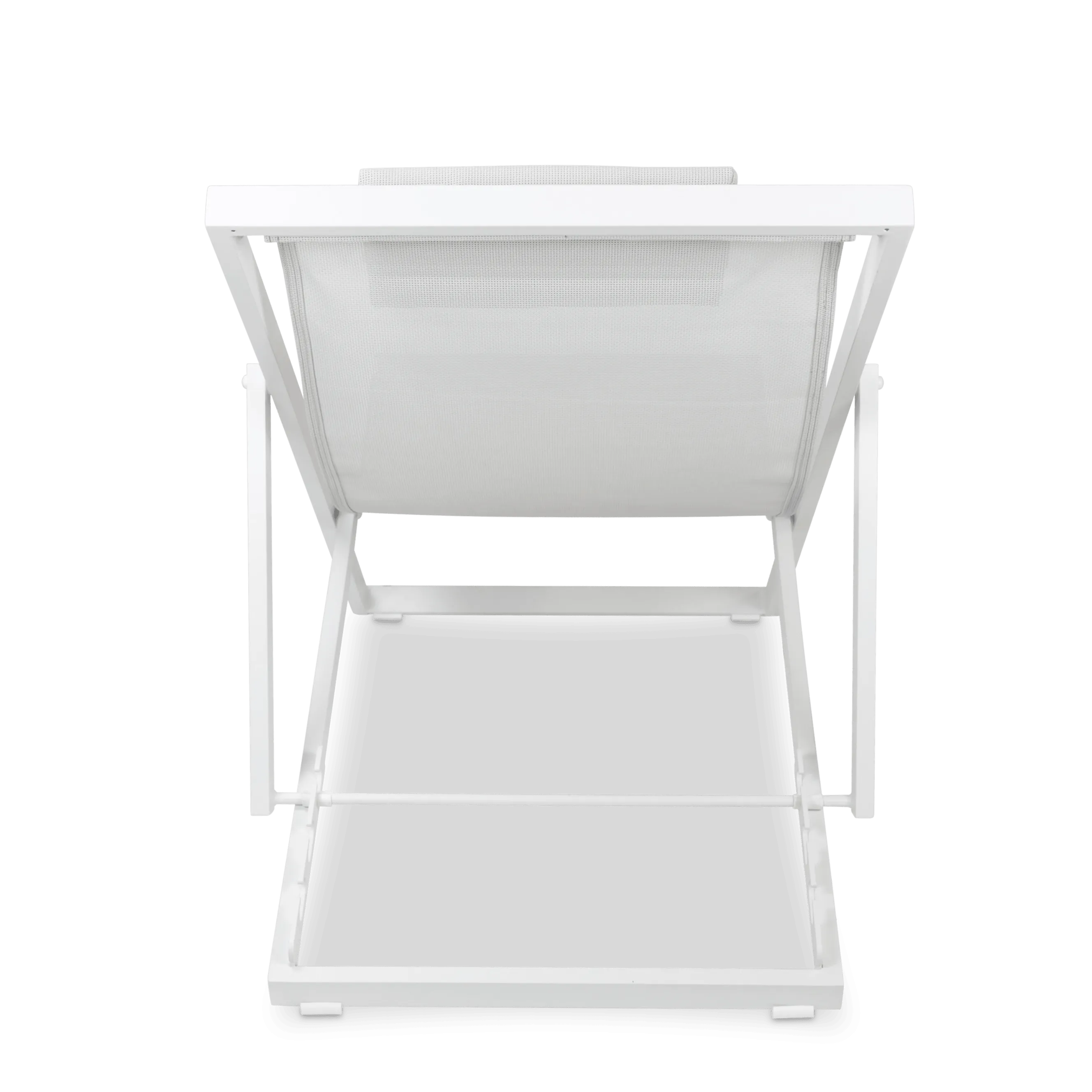 Chill Outdoor Deck Chair and Mykonos Medium Side Table in Arctic White Aluminium Frame and Charcoal Grey Textilene