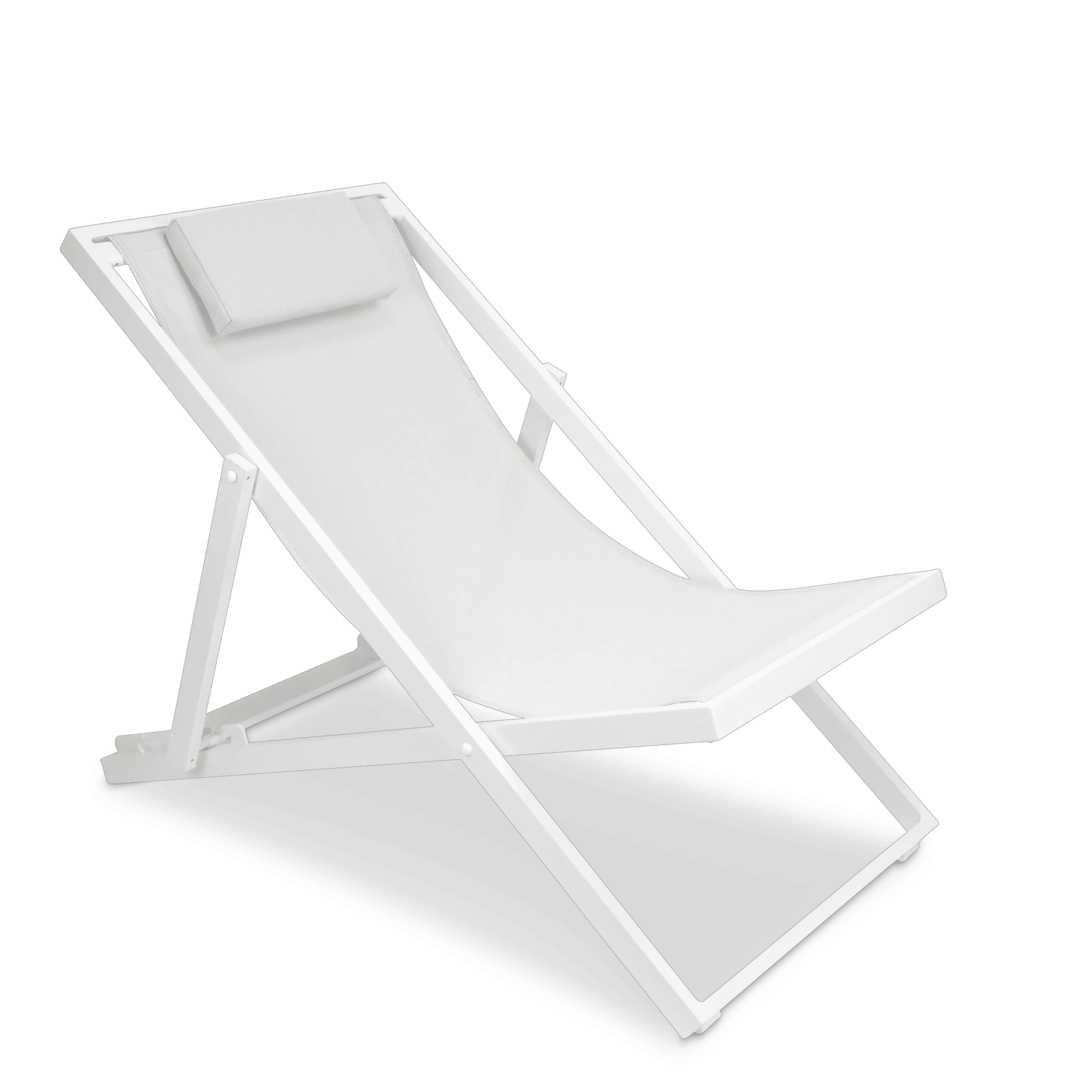 Chill Outdoor Deck Chair and Mykonos Medium Side Table in Arctic White Aluminium Frame and Charcoal Grey Textilene