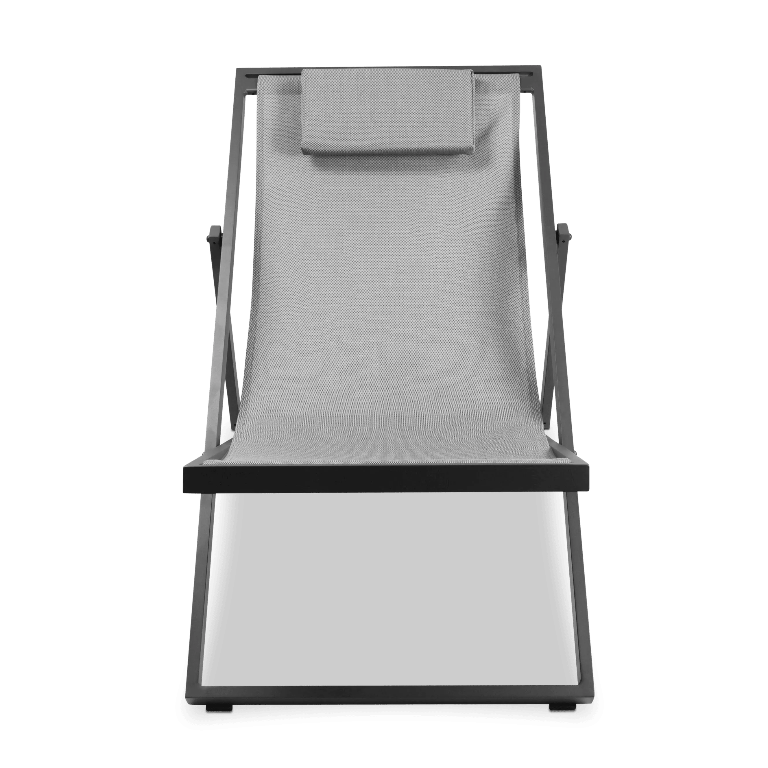 Chill Outdoor Deck Chair and Mykonos Medium Side Table in Gunmetal Aluminium Frame and Charcoal Grey Textilene