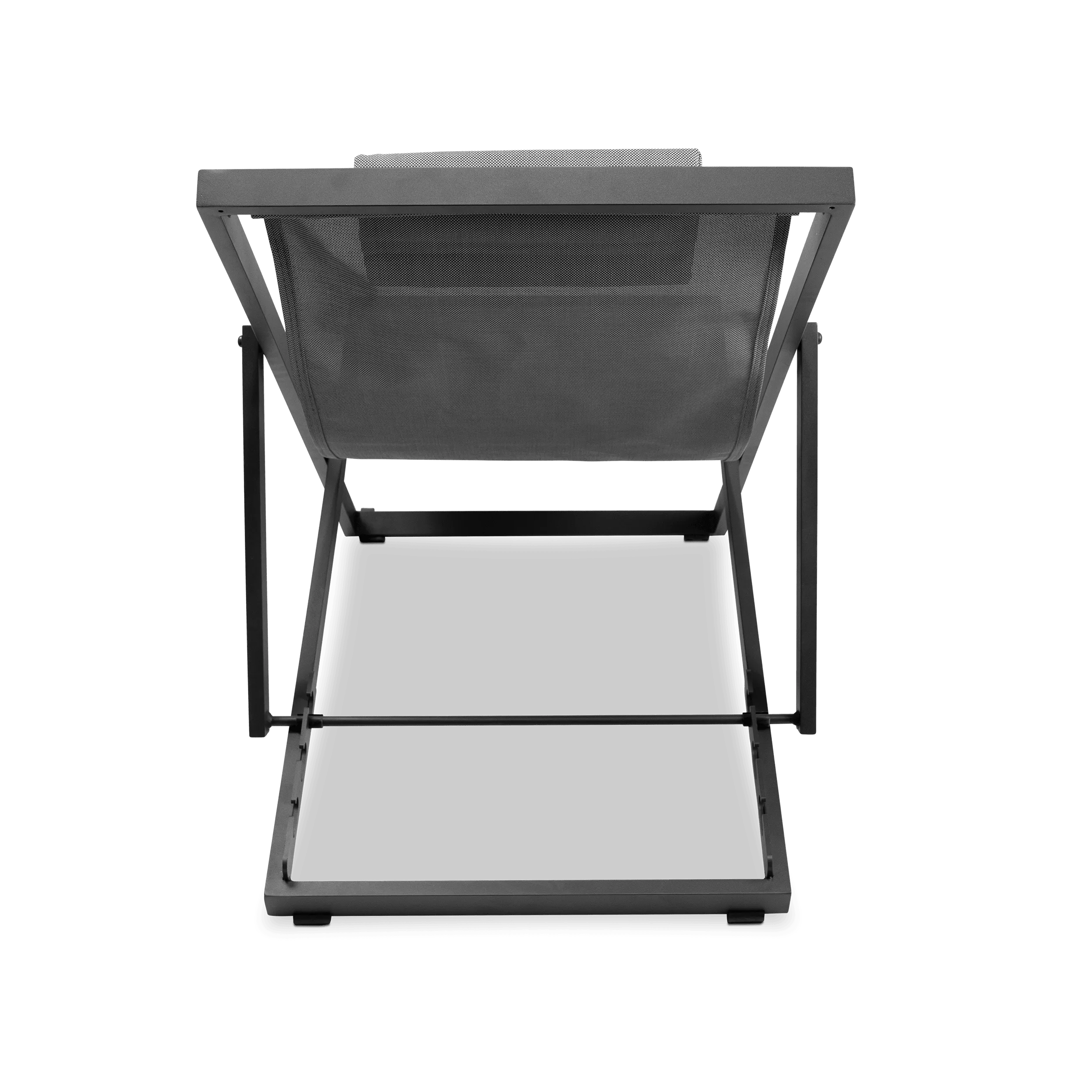 Chill Outdoor Deck Chair and Mykonos Medium Side Table in Gunmetal Aluminium Frame and Charcoal Grey Textilene