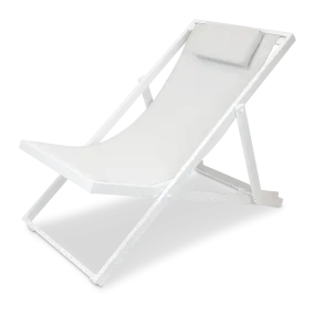 Chill Outdoor Deck Chair in Arctic White Aluminium Frame and Stone Grey Textilene