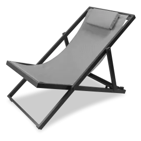 Chill Outdoor Deck Chair in Gunmetal Aluminium Frame and Charcoal Grey Textilene