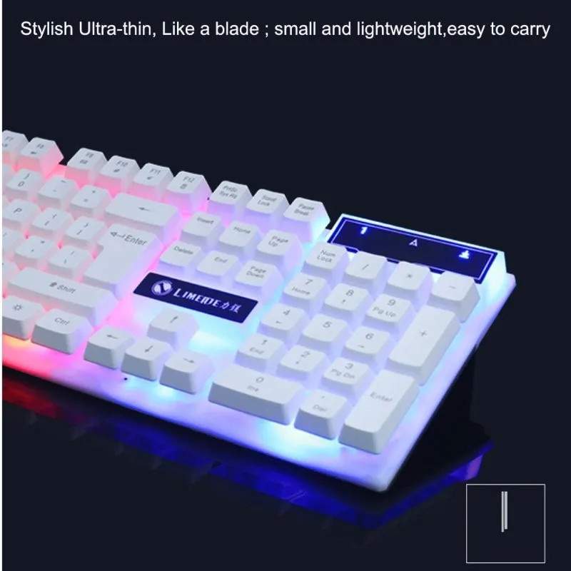 Colorful LED Lights Wired Keyboard