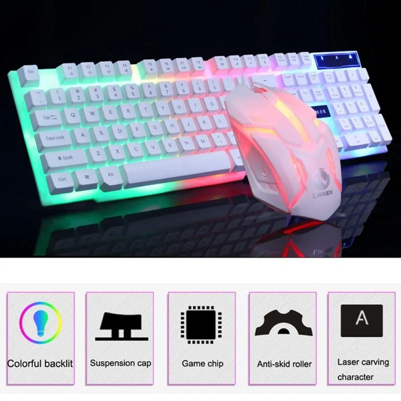 Colorful LED Lights Wired Keyboard