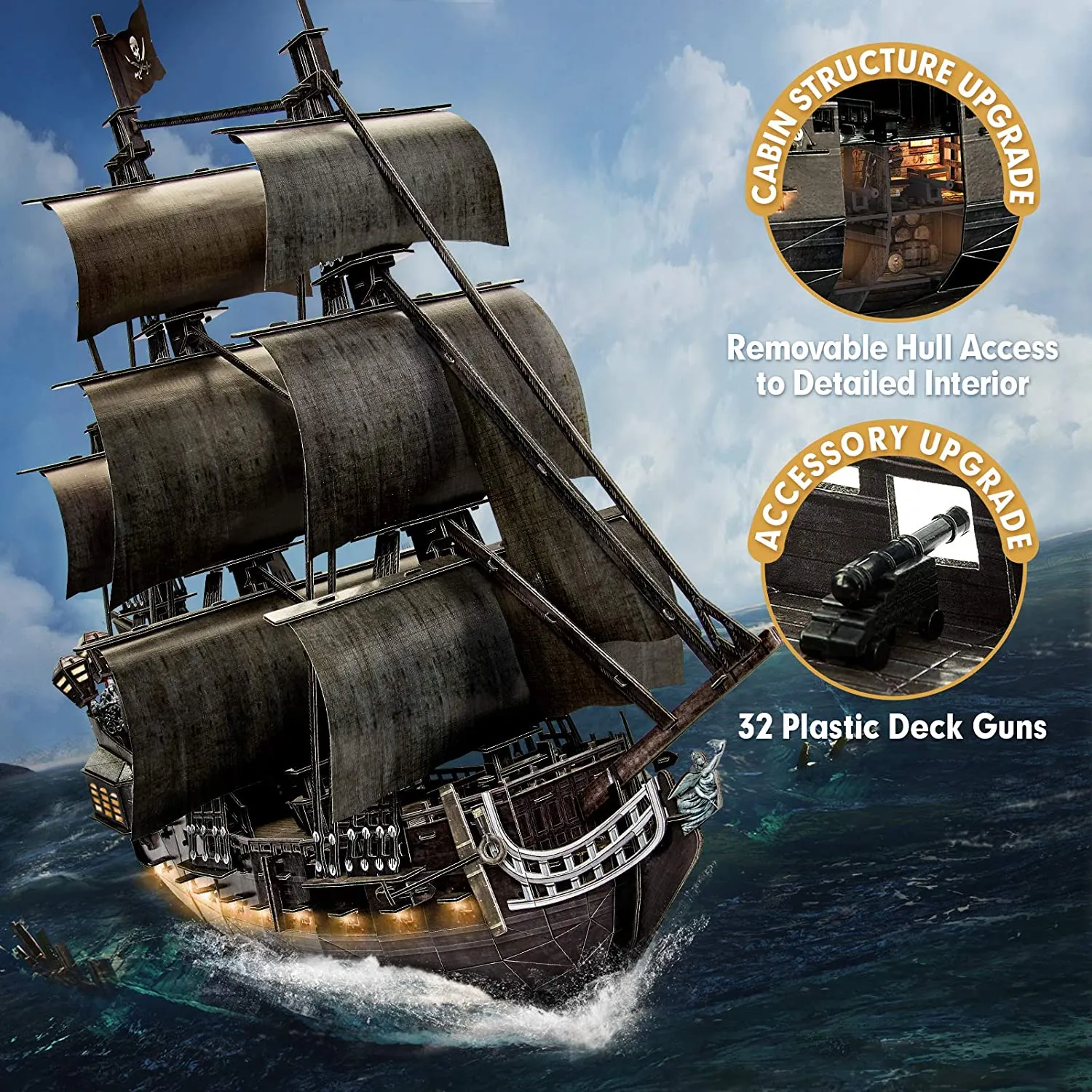 Cubicfun® 3D Puzzle Moveable LED Pirate Ship