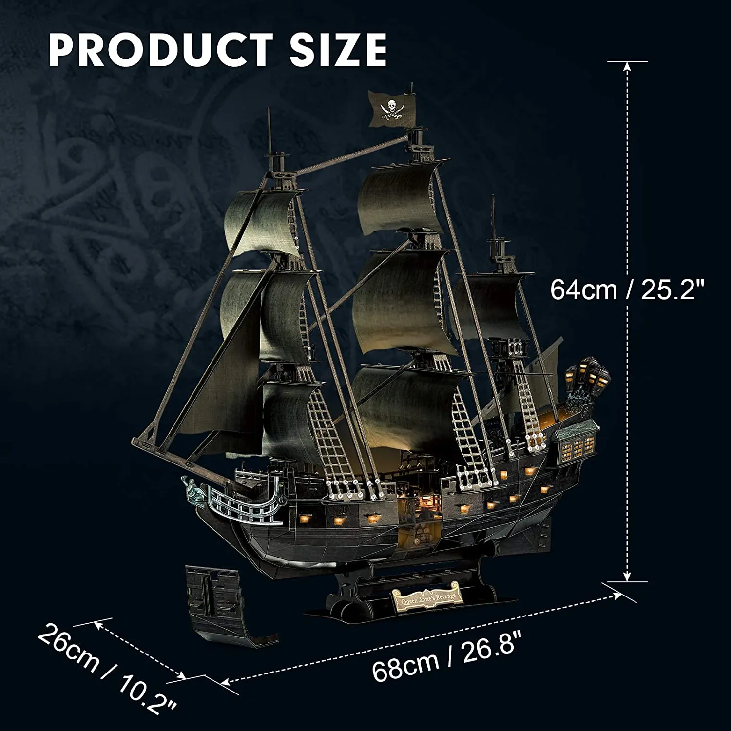 Cubicfun® 3D Puzzle Moveable LED Pirate Ship