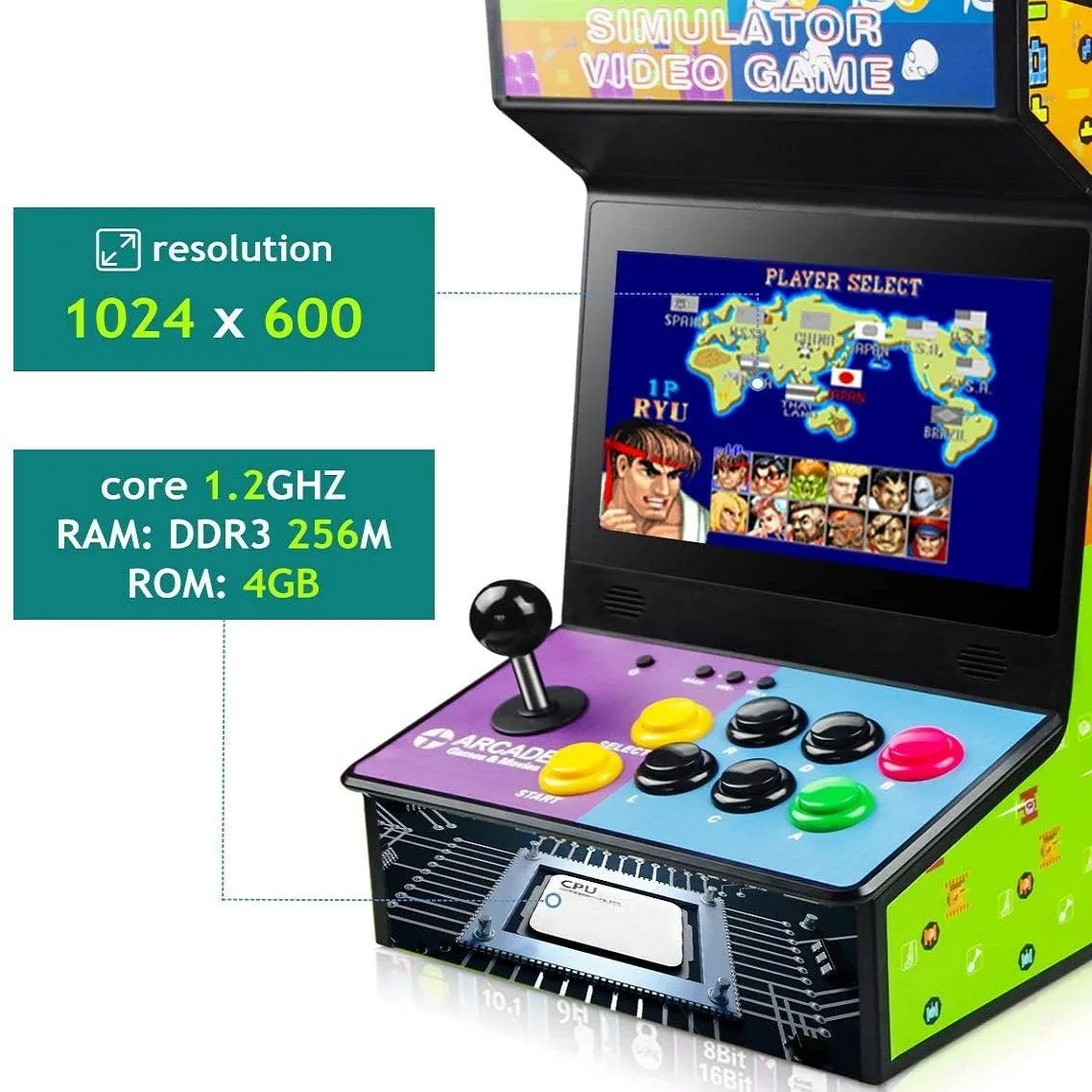 DOYO Arcade Machine: 10.1 Inch Android-Based Simulator, Rechargeable LCD Display, DIY Platform,Home arcade machine