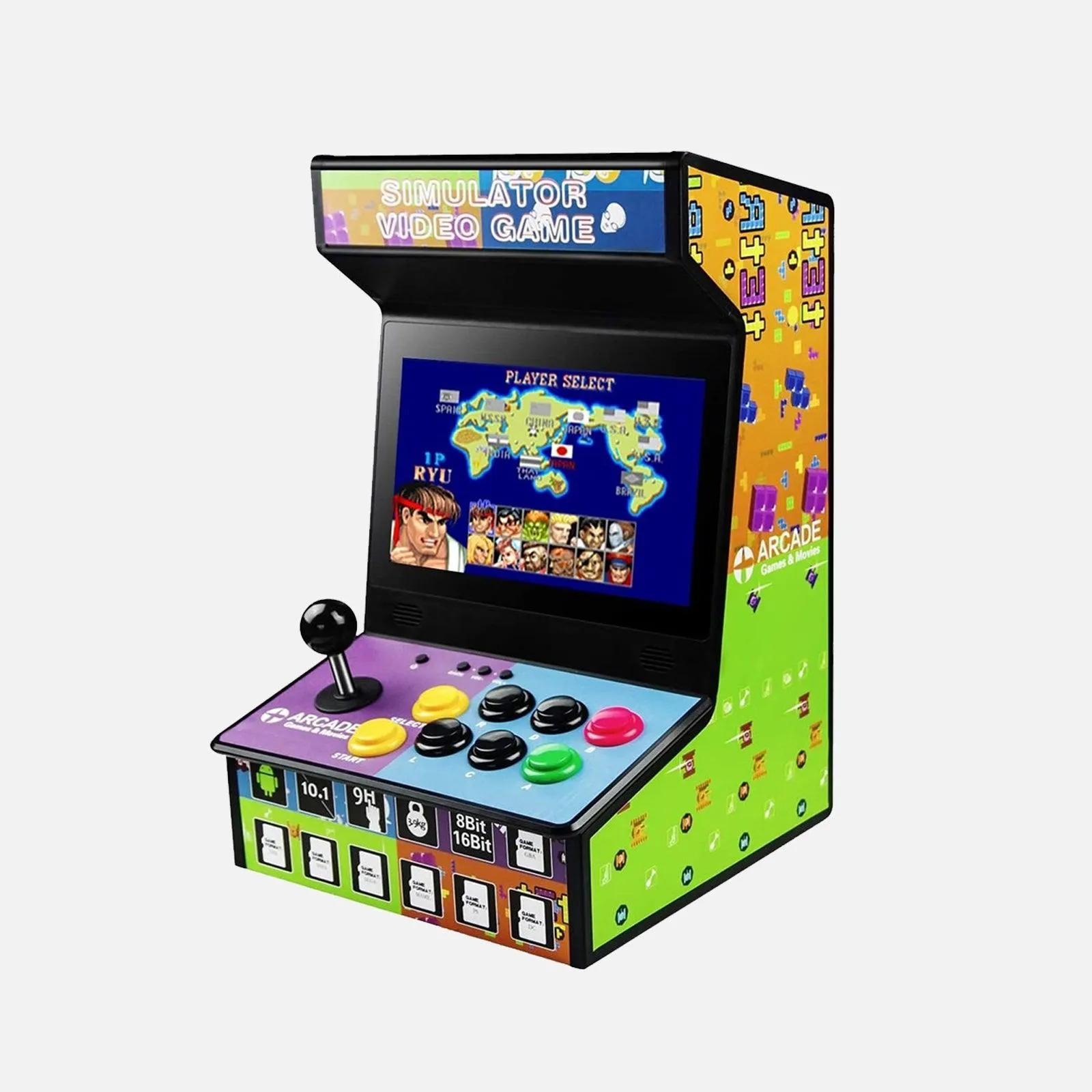 DOYO Arcade Machine: 10.1 Inch Android-Based Simulator, Rechargeable LCD Display, DIY Platform,Home arcade machine