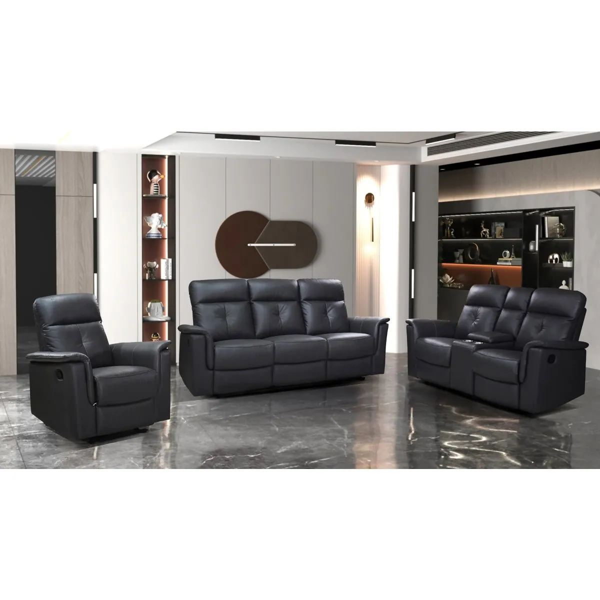 Ellesmere Dark Grey Reclining Set