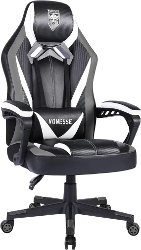 Gaming Chair for Adults, Computer Chair with Massage, Big and Tall Gamer Chair, Carbon Fiber Modern Office Chair, Ergonomic Home Office PC Desk Chair, Game Chair for Teens, Thick-Padded Armrests(Gray)