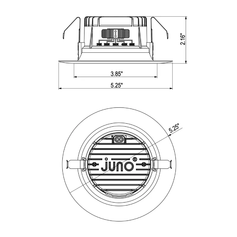 Juno Contractor Select RB4S SWW5 RetroBasics 4" Switchable White LED Smooth Trim Kit