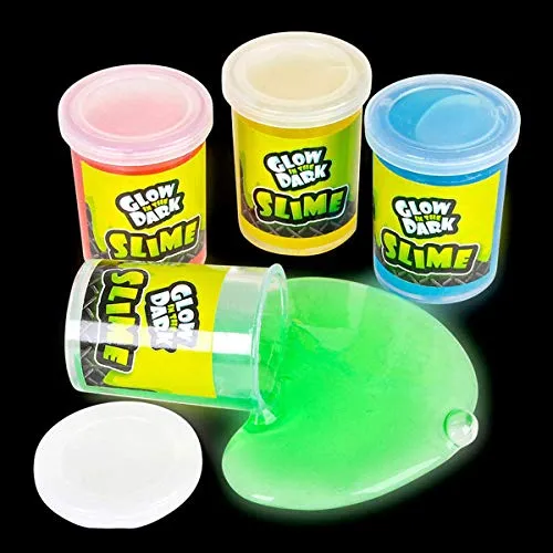 Kicko Glow in the Dark Slime 24 Pack Assorted Neon Colors Birthday Non Toxic