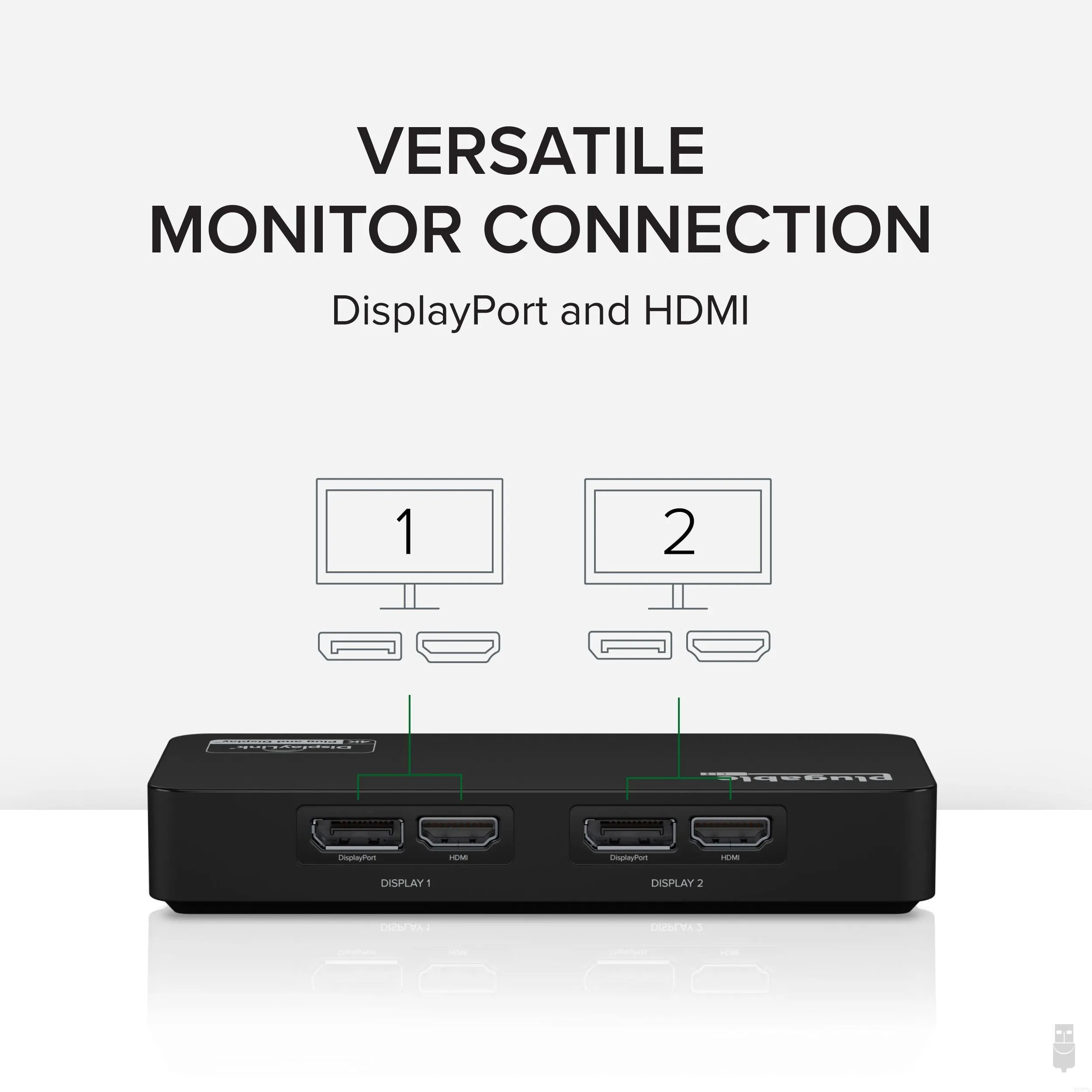 Plugable USB 3.0 and USB-C 4K DisplayPort and HDMI Dual Monitor Adapter