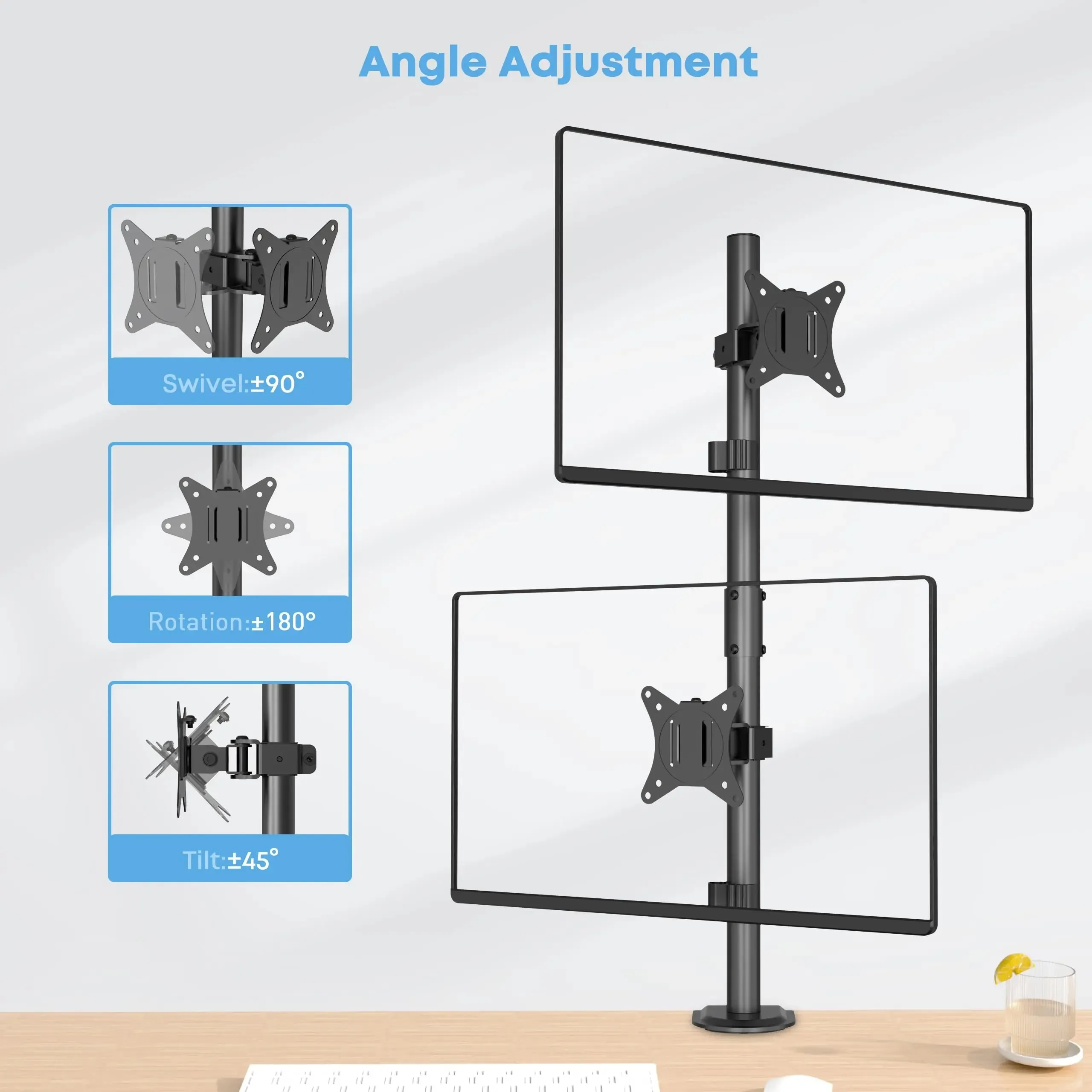 PUTORSEN Dual Monitor Stand, vertically stackable (up to 35") capable of holding 26.5 lbs.