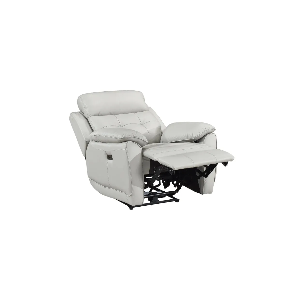 Silver Power Reclining Chair with USB Ports – 100% Leather & PVC Match