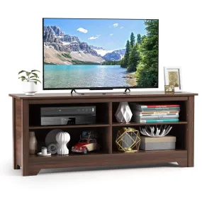 Tangkula Wood TV Stand for TVs up to 65 Inch, Farmhouse Media Console Cabinet Entertainment Center w/Cable Management Holes & Adjustable Shelf