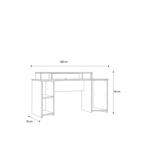 Tezaur Gaming Desk with LED in Matt Black